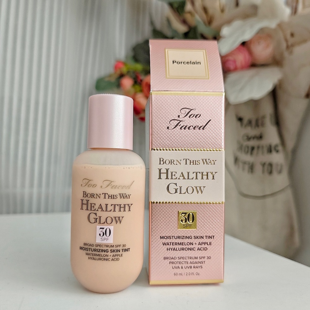 NEW Too Faced Born This Way Healthy Glow Skin Tint Foundation Porcelain 2oz/ 60m